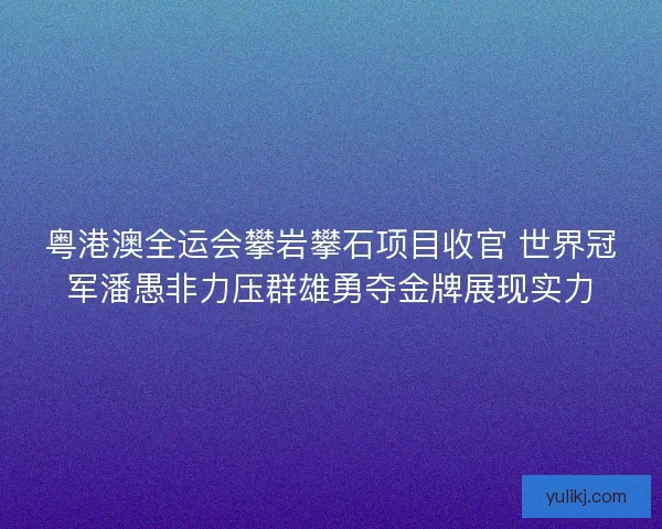 粤港澳全运会攀岩攀石项目收官 世界冠军潘愚非力压群雄勇夺金牌展现实力